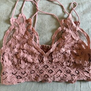 Free People Lace Bandeau in Dusty Pink